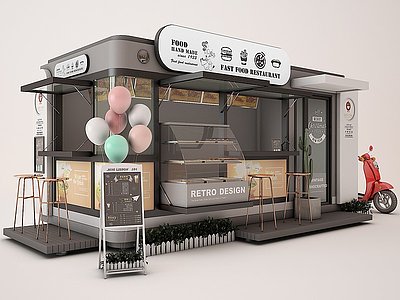 3d奶茶店模型