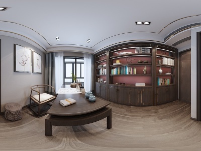 3d中式风格的书房模型