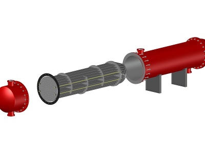 U型管式换热器结构3d模型
