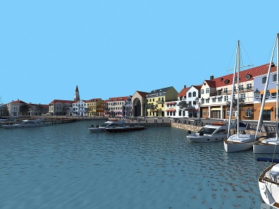 海边欧式码头模型3d模型