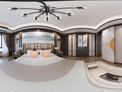 新中式风格的卧室模型3d模型