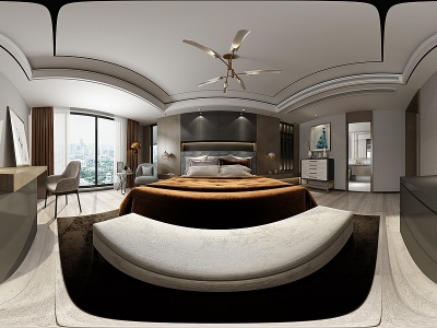3d现代风格的卧室模型