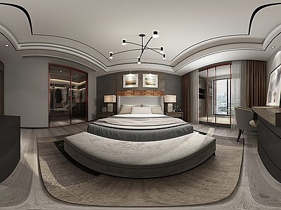 现代风格的卧室模型