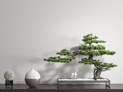 新中式盆栽模型3d模型