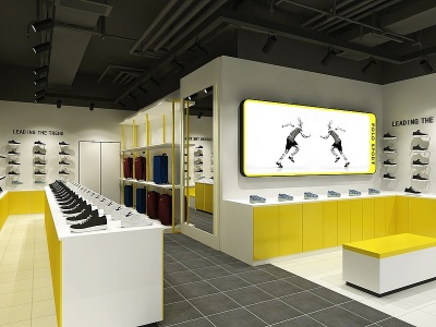 3d现代运动鞋店模型
