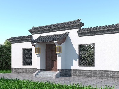 中式建筑大门模型3d模型