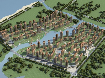 金溪工业园规划模型3d模型