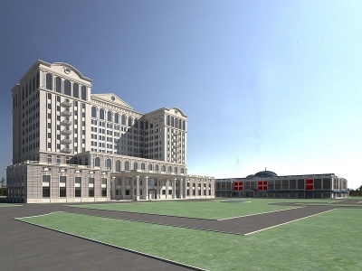 3d欧式建筑宾馆模型