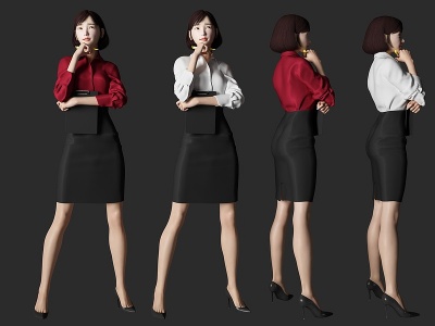 美女服务员人物模型3d模型