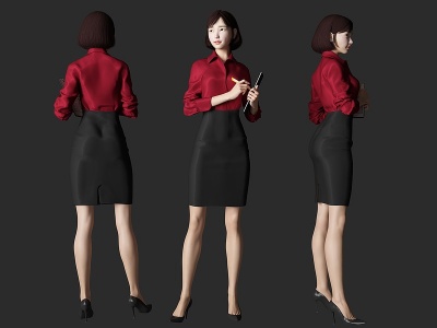 美女服务员人物模型3d模型