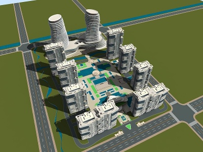 3d洛阳小区住宅模型