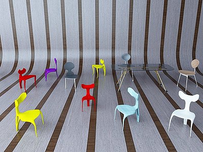 3d现代茶几座椅模型