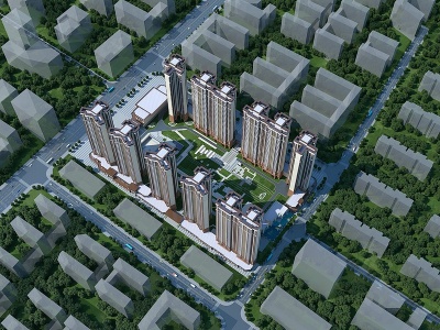 3d新中式商业街模型