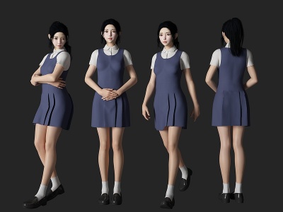 学生女生美女人物模型3d模型