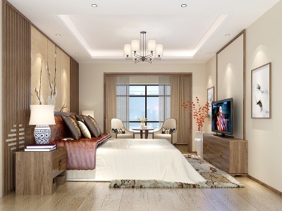 新中式卧室模型3d模型