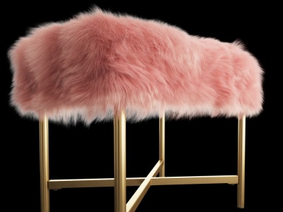 现代毛毛凳粉色凳