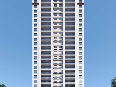 独栋高层住宅模型3d模型