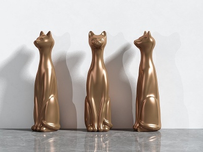 3d金属小猫摆件模型