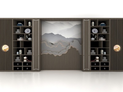 3d现代风格书柜模型