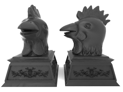 3d现代风格鸡头雕塑模型