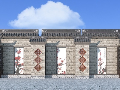 古建景墙模型3d模型