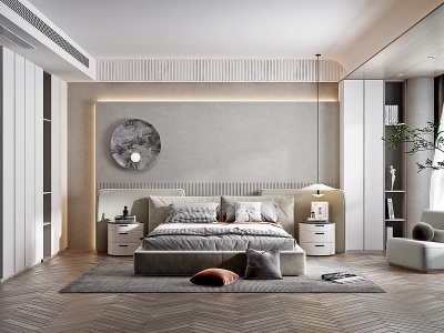 3d现代侘寂风格卧室模型
