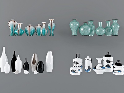 新中式陶瓷花瓶罐子模型