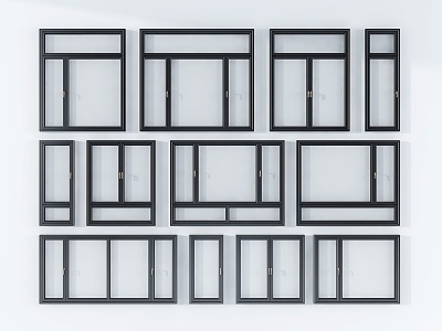 3d现代窗户组合模型
