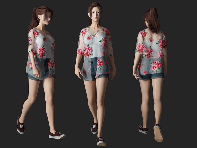 夏日美女人物模型3d模型