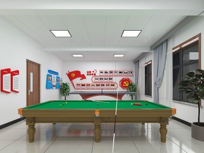 3d现代台球兵乒球健身房模型