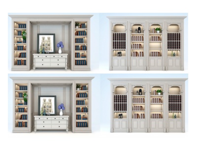 欧式美式法式电视柜书柜模型3d模型