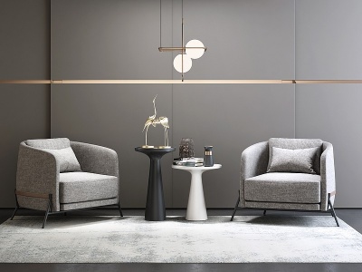 3d现代休闲椅茶几背景墙模型