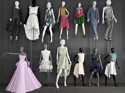 现代服装店模特婚纱模型3d模型