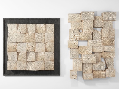 3d现代木质墙饰模型