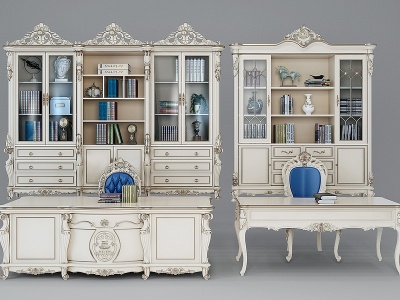 法式古典雕花书柜模型