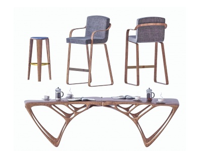 3d简欧桌椅组合模型