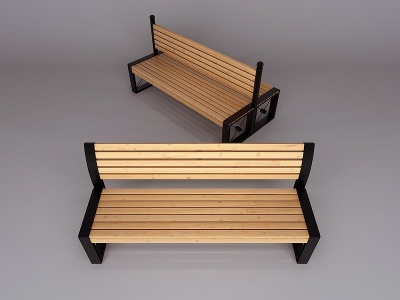 3d现代公园椅长凳模型