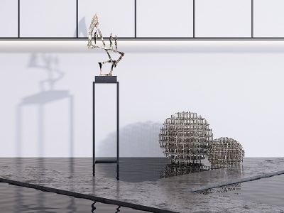 新中式山水景雕塑摆件模型3d模型