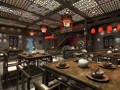 3d中式火锅餐厅模型