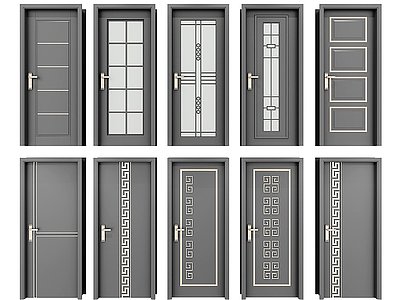 3d新中式房门卫生间门组合模型