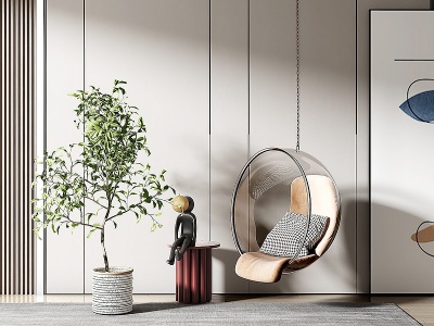 3d现代玻璃吊椅模型