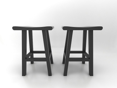3d黑色木头椅子模型
