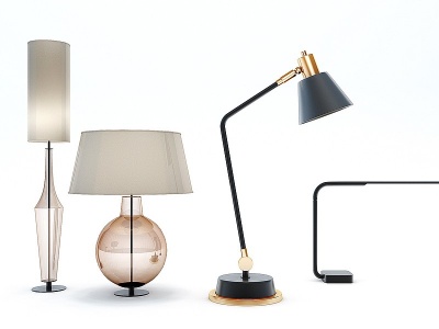 3d现代时尚台灯灯具组合模型