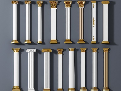 3d金色欧式罗马柱模型