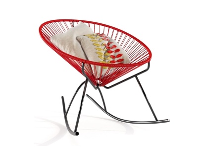 3d现代金属红摇椅模型