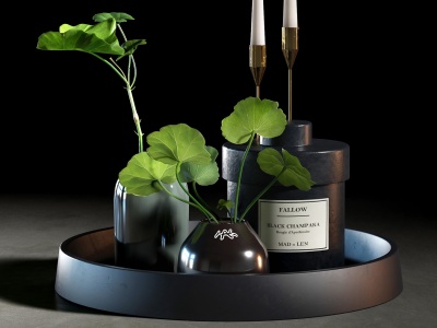 3d现代装饰品花瓶托盘模型