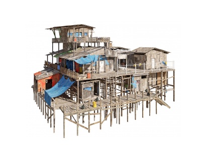 现代贫民窟住宅高脚屋模型3d模型