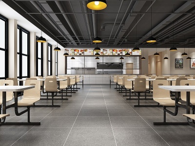 工业风工装食堂餐厅模型3d模型