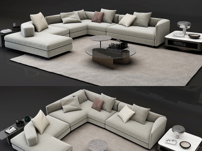 3d现代L型转角沙发模型