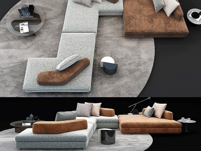 3d现代布艺拐角沙发模型